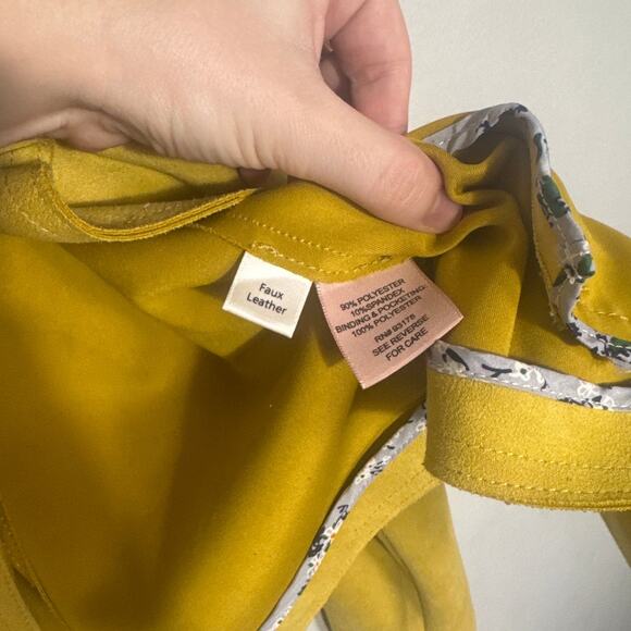 Women's L Mustard Yellow Philosophy Open Front Faux Suede Moto Jacket - Picture 5 of 6